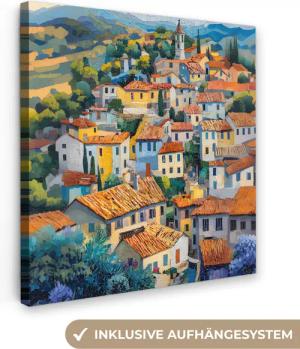 OneMillionCanvasses® Leinwandbild Dorf - Hügel -
