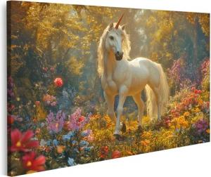 islandburner Leinwandbild Einhorn im verzauberten Blumengarten