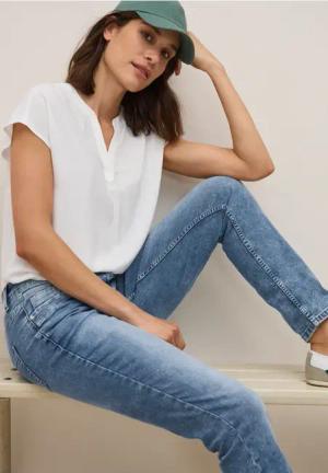 Cecil Damen Jeans im Casual Fit in Blau, Gr: 33