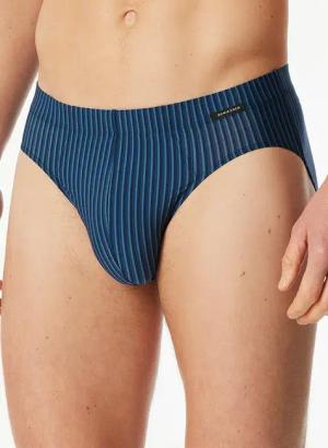 Schiesser Herren Slip blau Mikrofaser/Funktion Gestreift
