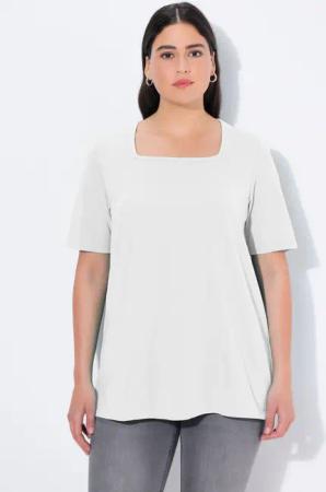 Ulla Popken T-Shirt T-Shirt A-Linie Carré-Ausschnitt