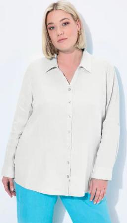 Ulla Popken Hemdbluse Bluse Leinen offener