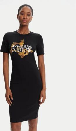 Versace Jeans Couture Kleid für den Alltag 79HAOE06 CJ02E Schwarz Regular Fit
