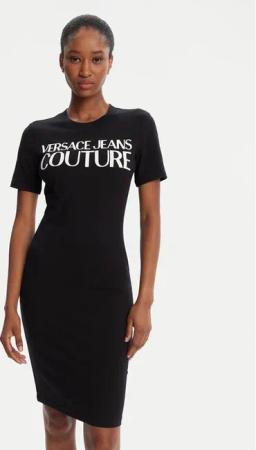 Versace Jeans Couture Kleid für den Alltag 79HAOE05 CJ02E Schwarz Slim Fit