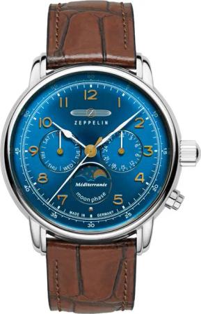 Zeppelin 9636-3 Herrenuhr 100 Jahre Mediterranée Mondphase Braun/Blau
