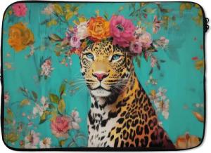 MuchoWow Laptop-Hülle Leopard - Blumen -