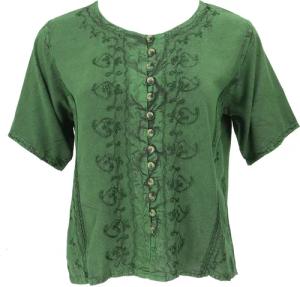 Guru-Shop Longbluse Kurzes Blusentop Boho chic,