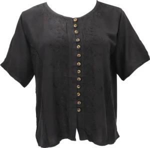 Guru-Shop Longbluse Kurzes Blusentop Boho chic,