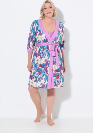 Ulla Popken Kimono Kimono Papagei V-Ausschnitt