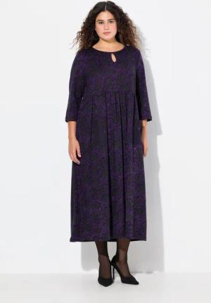 Ulla Popken Maxikleid Jerseykleid A-Linie Blumendruck