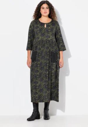Ulla Popken Maxikleid Jerseykleid A-Linie Blumendruck