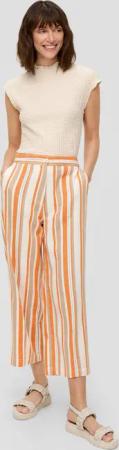 s.Oliver 7/8-Hose Gestreifte Stoffhose mit Bundfalten