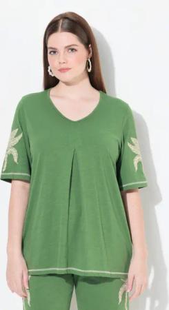 Ulla Popken T-Shirt T-Shirt Palmen V-Ausschnitt