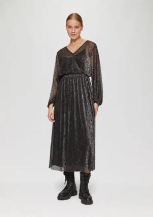 s.Oliver Maxikleid Langes Meshkleid mit Glitzergarn