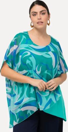 Ulla Popken Longtop Tunika Chiffon-Überwurf Rundhals
