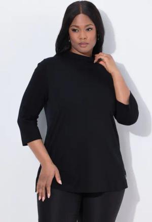 Ulla Popken T-Shirt Shirt A-Linie Stehkragen