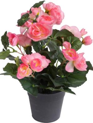 Kunstblume Begonienbusch mit 7 Stielen, Botanic-Haus,