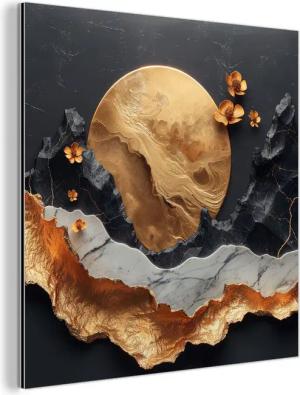 MuchoWow Metallbild Kunst - Gold -