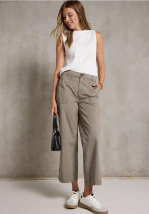 Street One Studio Frauen Hose aus Baumwollmix in Beige, Gr: 36