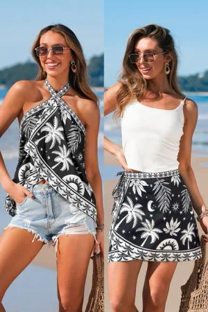 Tropischer Mini Strand-Sarong mit Taillengürtel