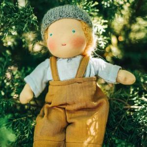 Chimpytoys Stoffpuppe Waldorf-Stoffpuppe aus Bio-Baumwolle, handgefertigt,