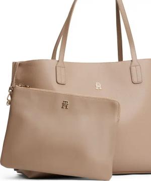 Tommy Hilfiger Tragetasche "TH DISTINCT TOTE", Damen Umhängetasche, Schultertasche mit kleinem TH-Schmuckelement