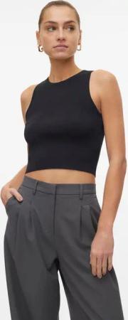 Vero Moda Strickpullover "VMGINNY SL O-NECK CROP TOP NOOS", Stricktop in kurzer Form