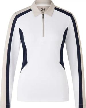 BOGNER SPORT Funktions-Polo-Longsleeve Greta für Damen - Weiß/Beige/Navy-Blau - 34