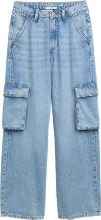 TOM TAILOR Mädchen Wide Leg Cargo Jeans, blau, Uni, Gr. 140
