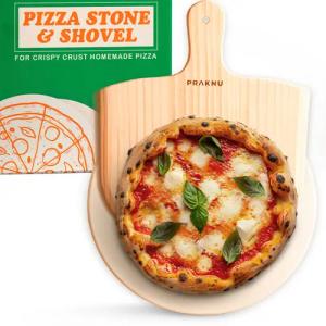 Praknu Pizzastein Pizzastein Rund und Pizzaschieber