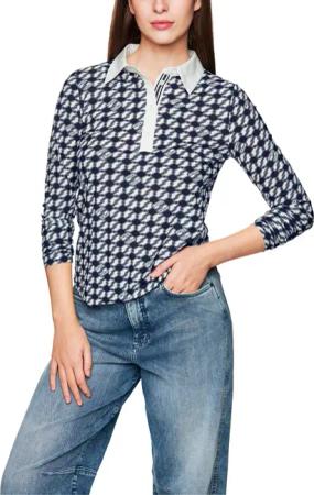 Marc Cain Langarm-Poloshirt Logomania Premium Damenmode