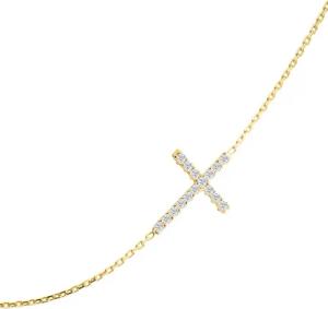 My Gold Kreuzkette Damen Halskette Gold