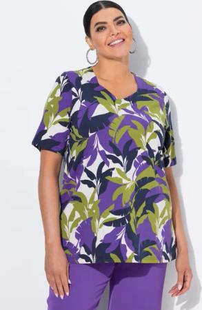 Ulla Popken T-Shirt T-Shirt Blätter A-Linie