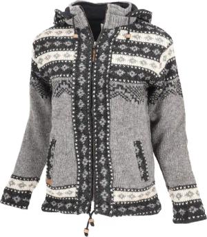 Guru-Shop Langjacke Kuschelige gefütterte Strickjacke, Damenjacke,..