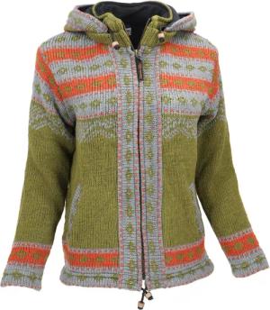 Guru-Shop Langjacke Kuschelige gefütterte Strickjacke, Damenjacke,..