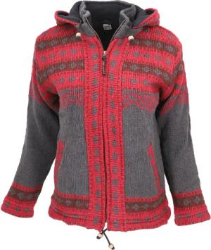 Guru-Shop Langjacke Kuschelige gefütterte Strickjacke, Damenjacke,..