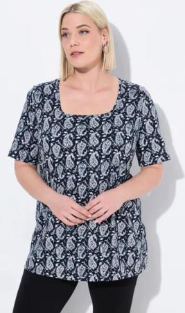 Ulla Popken Longshirt T-Shirt gemustert A-Linie