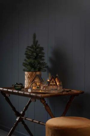 KONSTSMIDE Weihnachtsdorf Weihnachtsdeko, LED Holzsilhouette, Dorf