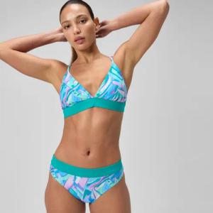 Damen Triangel-Bikini mit Schnürung und Print Grün/Pink