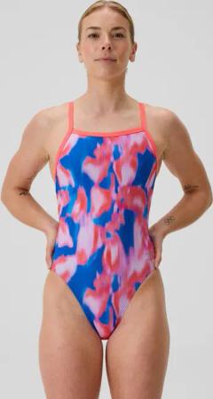 Damen Club Training Turnback Badeanzug mit Print Pink
