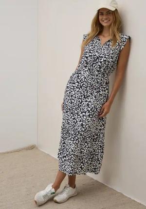 Cecil Damen Gemustertes Volant-Kleid in Blau, Gr: XL