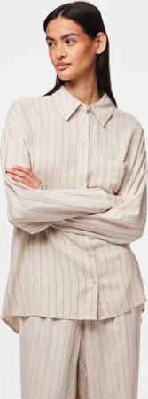 pieces Hemdbluse "PCPIA LS LOOSE SHIRT WVN NOOS", mit Leinen