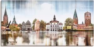 Artland Leinwandbild "Lüneburg Skyline Abstrakte Collage", Deutschland, (1 St.), auf Keilrahmen gespannt