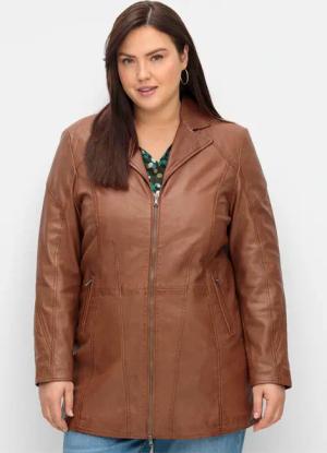 Sheego Lederjacke, ohne Kapuze