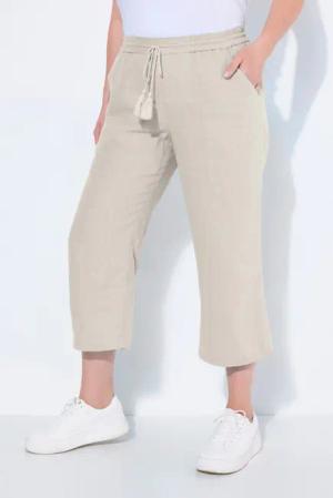Ulla Popken Funktionshose 7/8-Leinenhose elastischer Bund