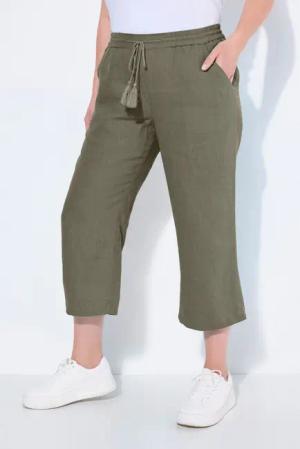 Ulla Popken Funktionshose 7/8-Leinenhose elastischer Bund