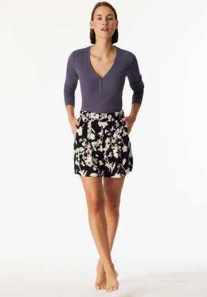 Hose kurz Viskose-Webware Blumen multicolor Mix+Relax 36