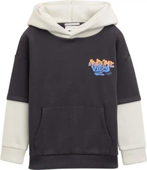 TOM TAILOR Jungen Hoodie Sweatshirt im 2-in-1-Look, grau, Uni, Gr. 104/110
