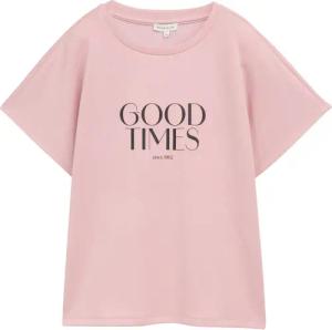 TOM TAILOR Damen Loose Fit T-Shirt mit Print, rosa, Uni, Gr. XS
