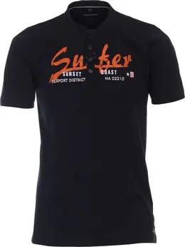 Casa Moda  T-Shirt T-Shirt Kurzarm-Henley-Shirt mit Print und Stickerei